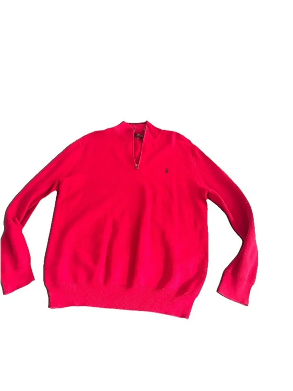 Polo Ralph Lauren Men's Red 1/4 Zip Pima Cotton Pullover Sweater Size Large